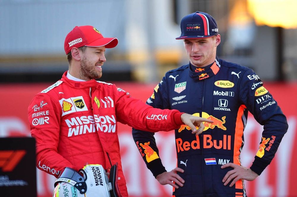 Sebastian Vettel, Ferrari, Max Verstappen, Red Bull Racing