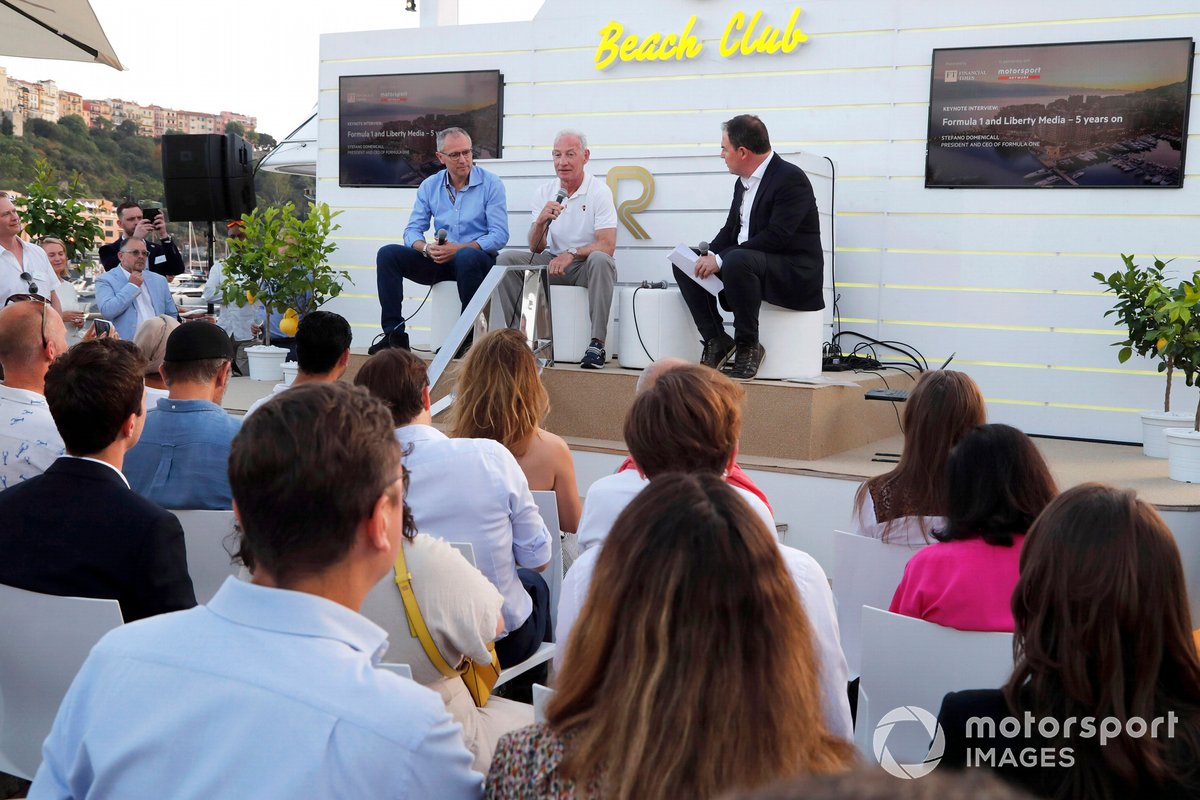 Stefano Domenicali , F1 CEO, Greg Maffei, Liberty Media CEO, James Allen, President Motorsport Network 