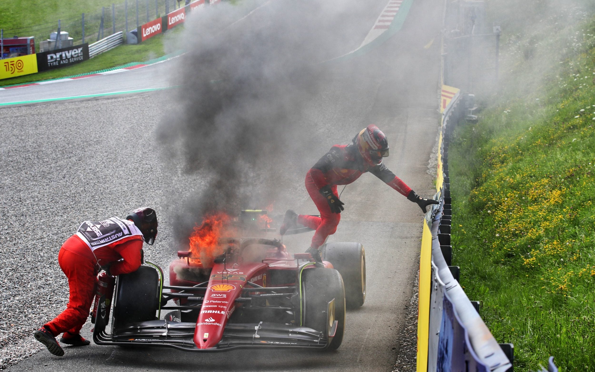 Carlos Sainz criticises time taken to rescue him from burning Ferrari in Austrian  GP