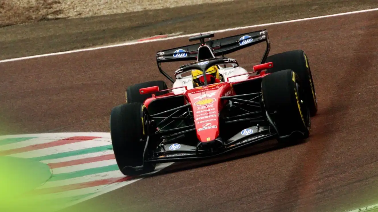 Lewis Hamilton driving the Ferrari SF-26 at Fiorano